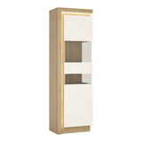 Wooden Display Cabinet Right Handed With 1 Smoky Glazed Door And LED Lights - Lyon