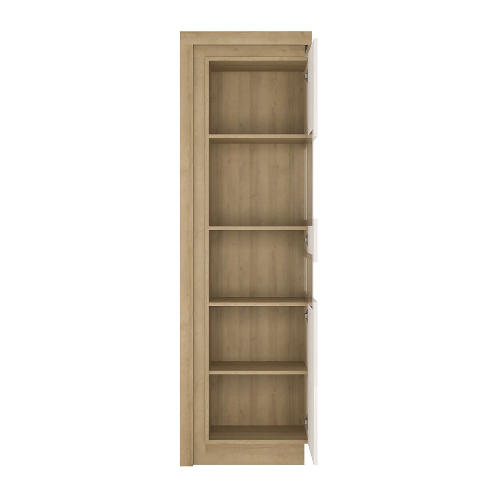 Wooden Display Cabinet Right Handed With 1 Smoky Glazed Door And LED Lights - Lyon