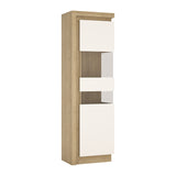 Wooden Display Cabinet Right Handed With 1 Smoky Glazed Door And LED Lights - Lyon