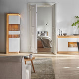 Wooden Display Cabinet Right Handed With 1 Smoky Glazed Door And LED Lights - Lyon