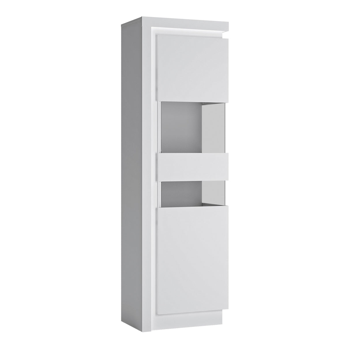 Wooden Display Cabinet Right Handed With 1 Smoky Glazed Door And LED Lights - Lyon