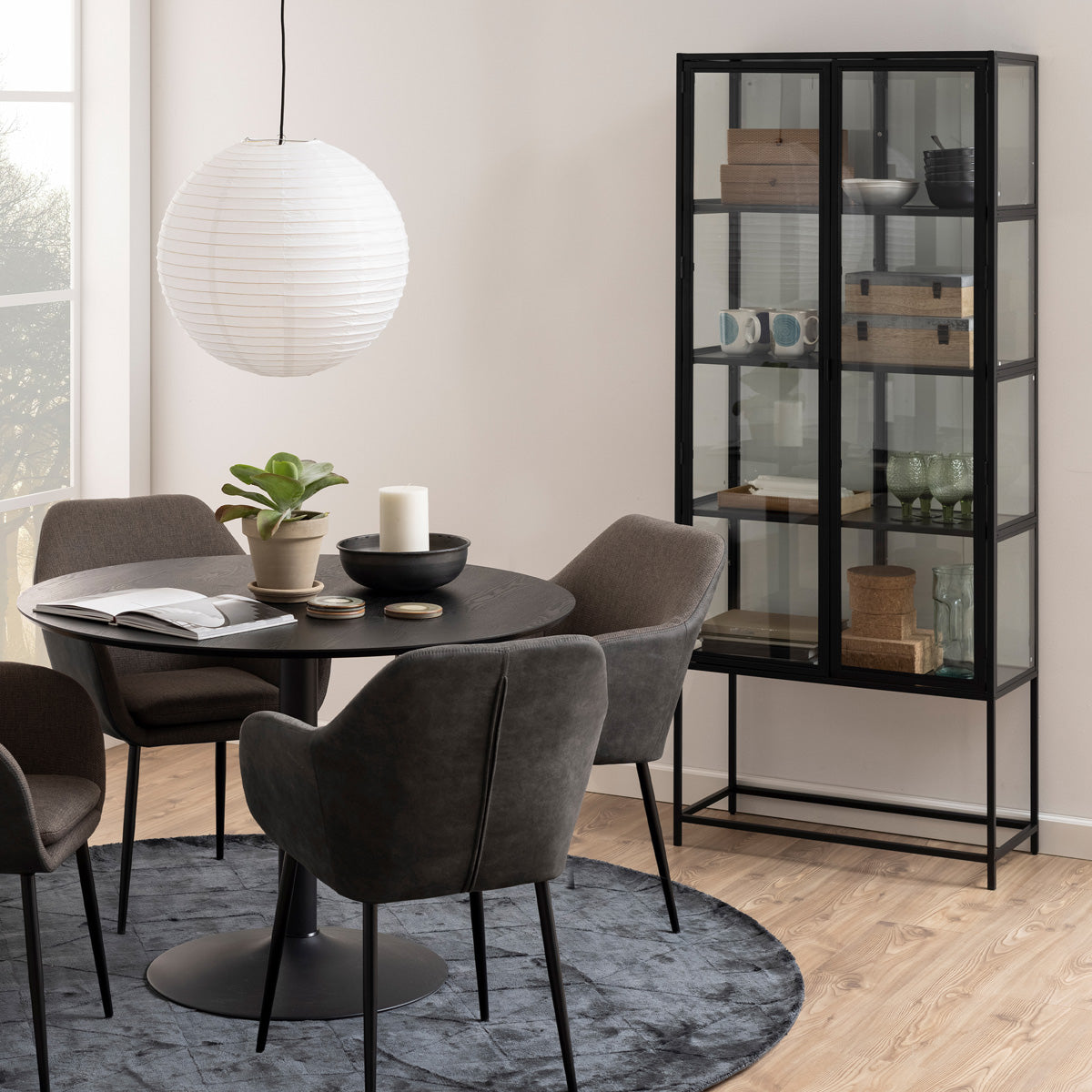 Wooden Display Cabinet Tall With 2 Glass Doors - Seaford