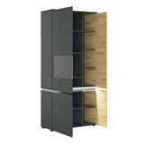 Wooden Display Cabinet Tall With 4 Doors And LED Lights - Luci