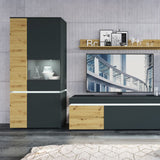 Wooden Display Cabinet Tall With 4 Doors And LED Lights - Luci