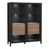 Wooden Display Cabinet Wide With 2 Glass Doors - High Rock