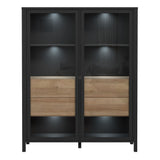Wooden Display Cabinet Wide With 2 Glass Doors - High Rock