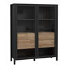 Wooden Display Cabinet Wide With 2 Glass Doors - High Rock