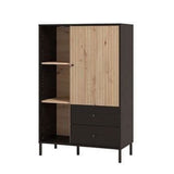 Wooden Display Cabinet With 1 Door And 2 Drawers - Clinton