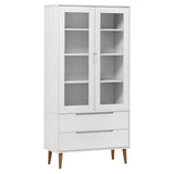 Wooden Display Cabinet With 2 Glass Doors And 2 Drawers - Molde