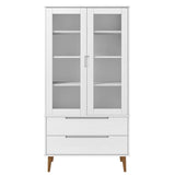Wooden Display Cabinet With 2 Glass Doors And 2 Drawers - Molde