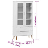 Wooden Display Cabinet With 2 Glass Doors And 2 Drawers - Molde