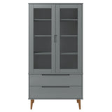 Wooden Display Cabinet With 2 Glass Doors And 2 Drawers - Molde