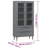 Wooden Display Cabinet With 2 Glass Doors And 2 Drawers - Molde