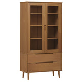 Wooden Display Cabinet With 2 Glass Doors And 2 Drawers - Molde
