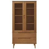 Wooden Display Cabinet With 2 Glass Doors And 2 Drawers - Molde