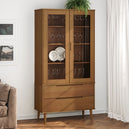 Wooden Display Cabinet With 2 Glass Doors And 2 Drawers - Molde