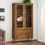 Wooden Display Cabinet With 2 Glass Doors And 2 Drawers - Molde