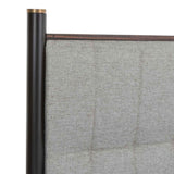 Wooden Double Bed 147.6cm Wide With Grey Fabric Headboard - Bali