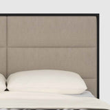 Wooden Double Bed 157.5cm Wide With Beige Fabric Headboard - Orchid