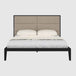 Wooden Double Bed 157.5cm Wide With Beige Fabric Headboard - Orchid