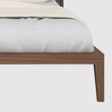 Wooden Double Bed 157.5cm Wide With Grey Fabric Headboard - Calla