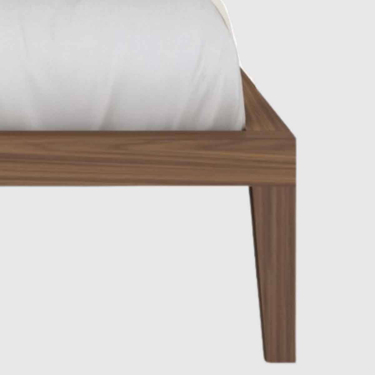 Wooden Double Bed 157.5cm Wide With Natural Fabric Headboard - Calla