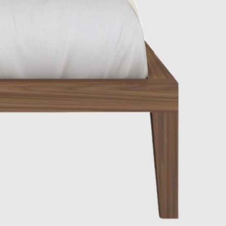 Wooden Double Bed 157.5cm Wide With Natural Fabric Headboard - Calla