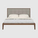 Wooden Double Bed 157.5cm Wide With Natural Fabric Headboard - Calla
