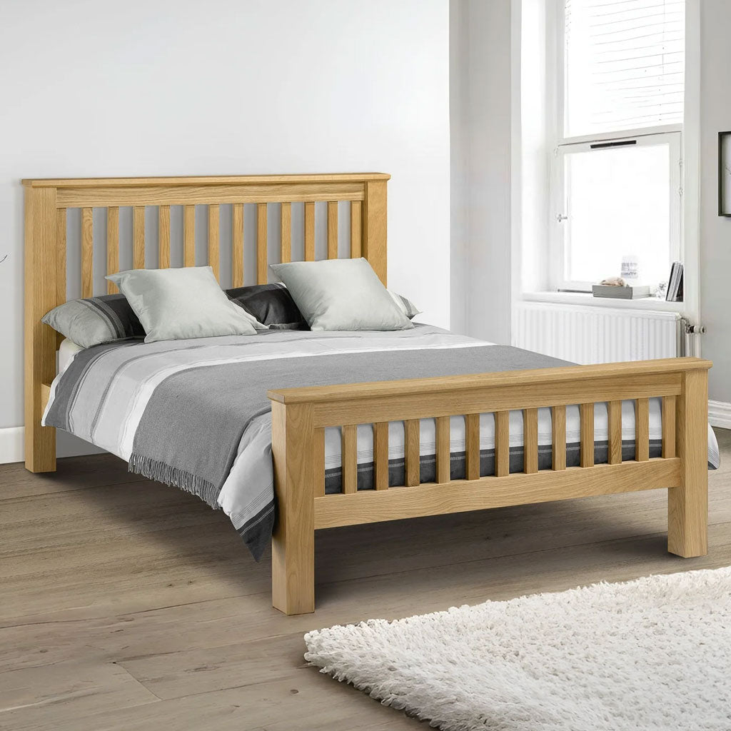 Wooden Double Bed High Foot End - Amsterdam