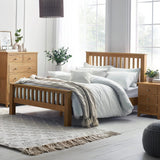 Wooden Double Bed High Foot End - Mallory