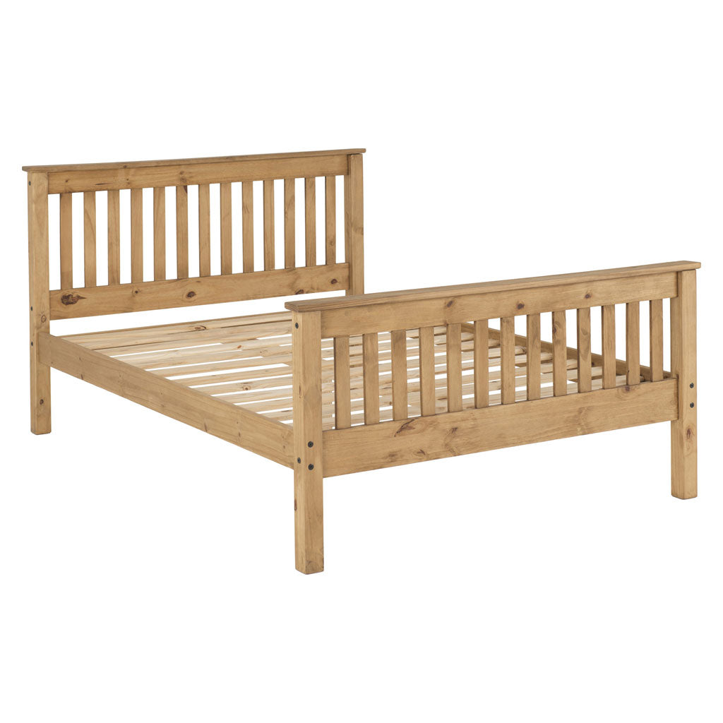Wooden Double Bed High Foot End - Monaco