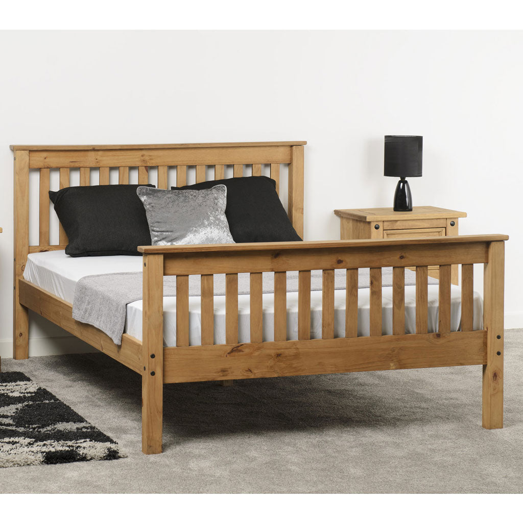 Wooden Double Bed High Foot End - Monaco