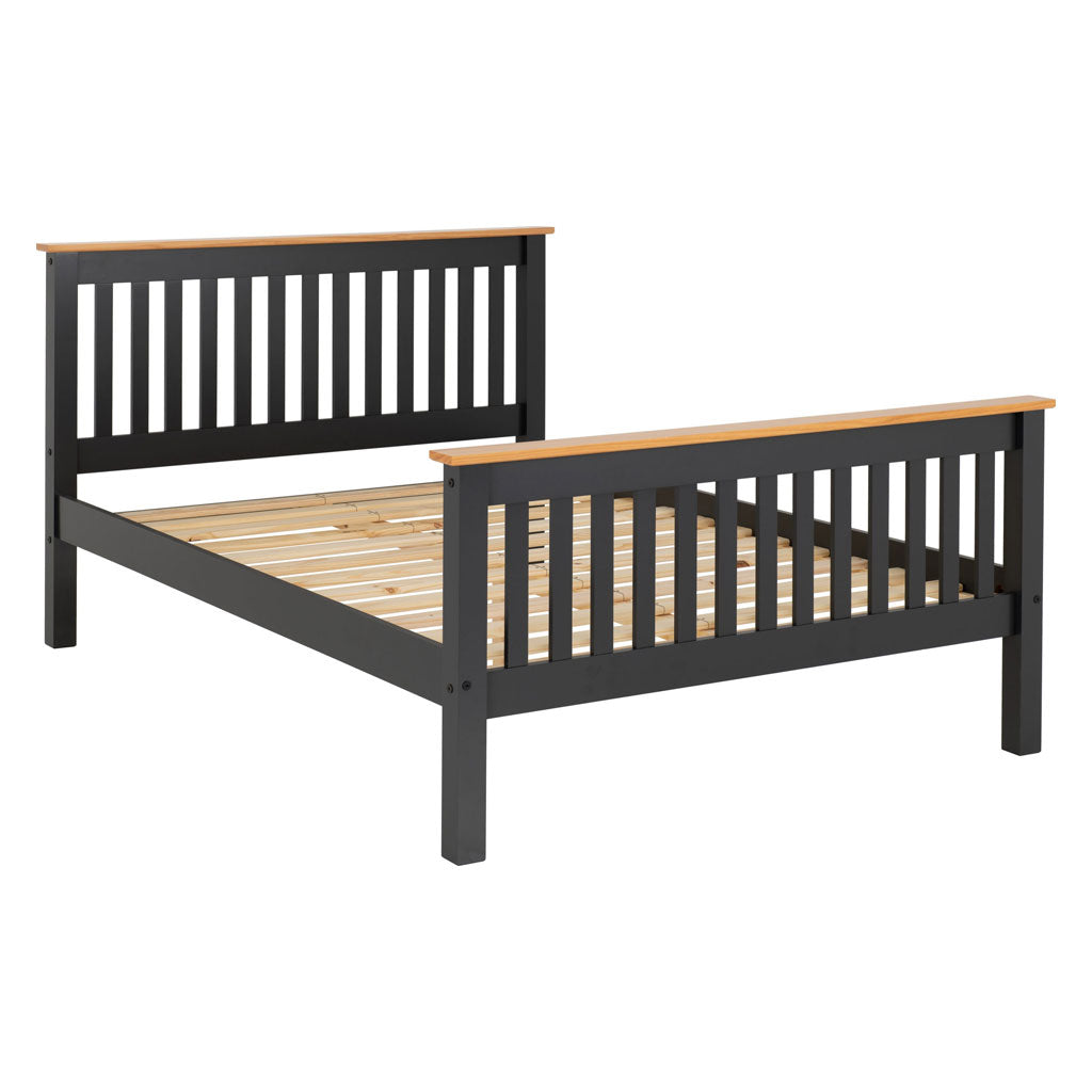 Wooden Double Bed High Foot End - Monaco