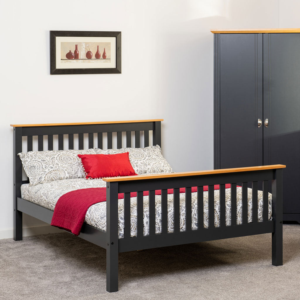 Wooden Double Bed High Foot End - Monaco