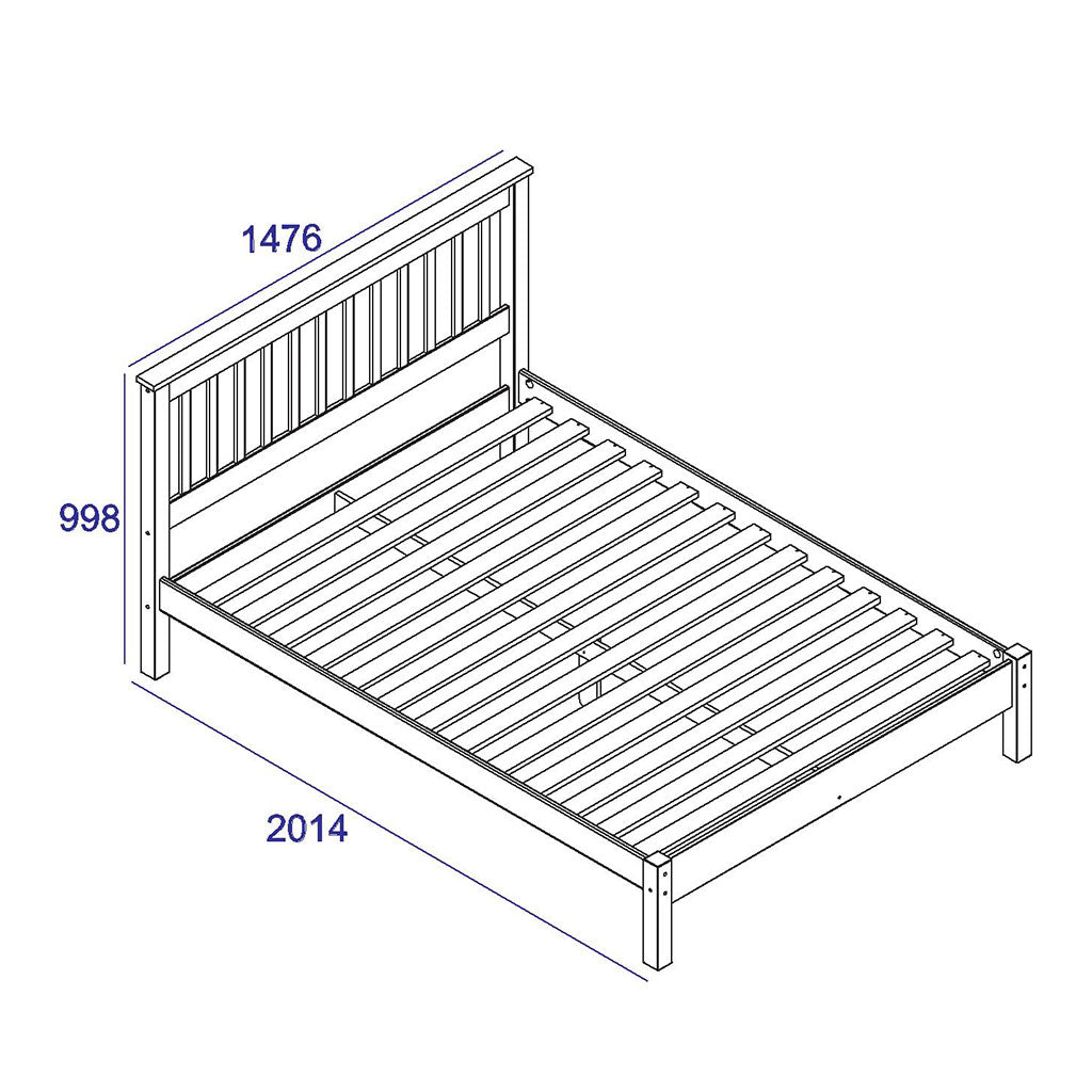 Wooden Double Bed Low End - Augusta