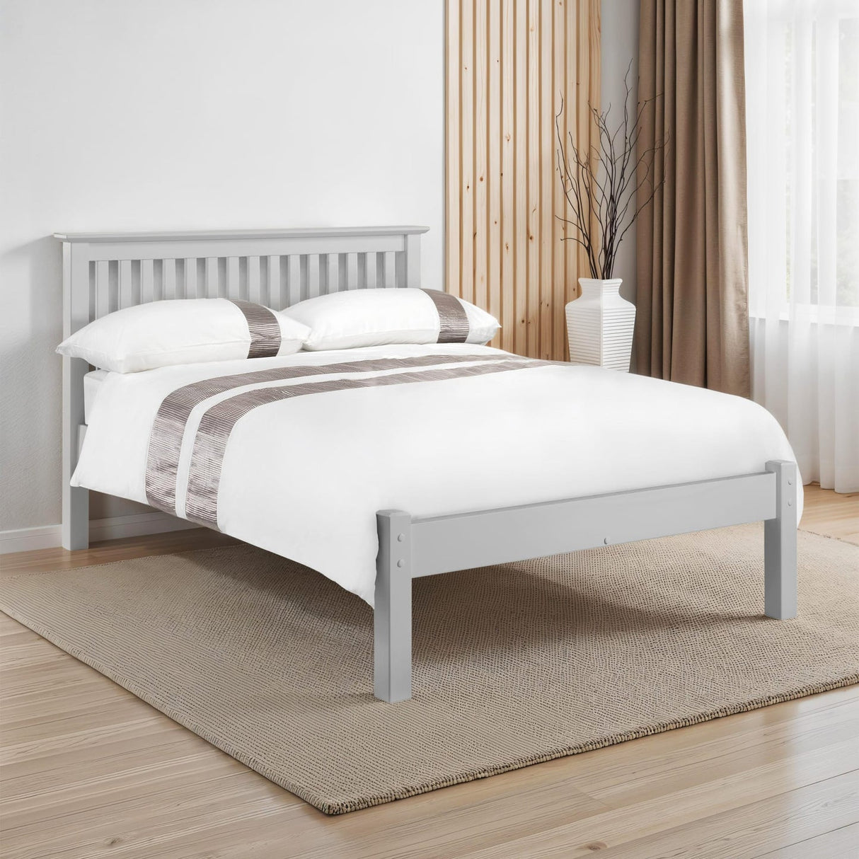 Wooden Double Bed Low Foot End - Barcelona