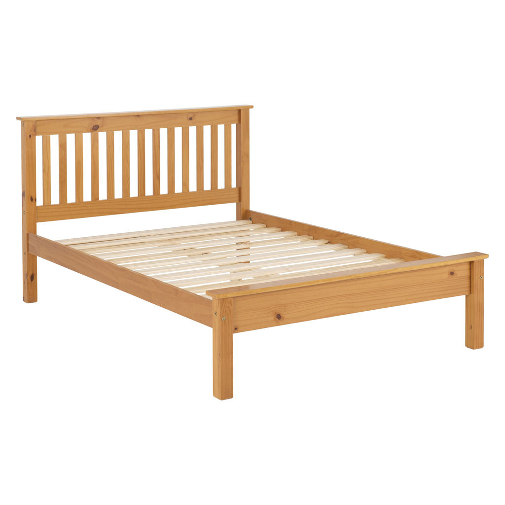 Wooden Double Bed Low Foot End - Monaco