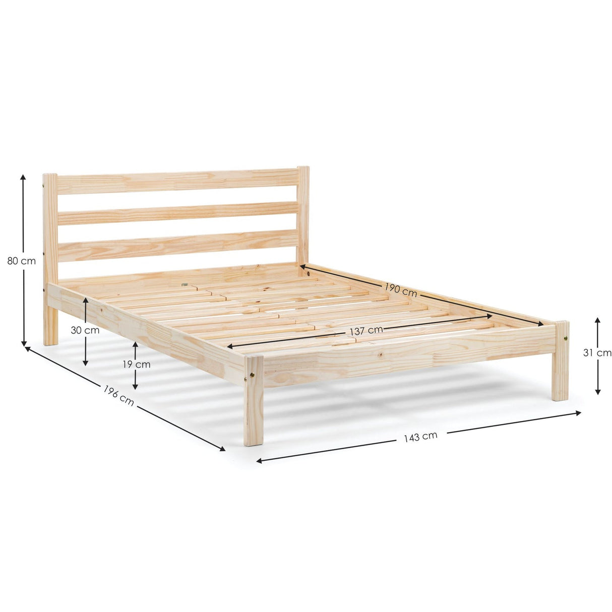 Wooden Double Bed - Sami