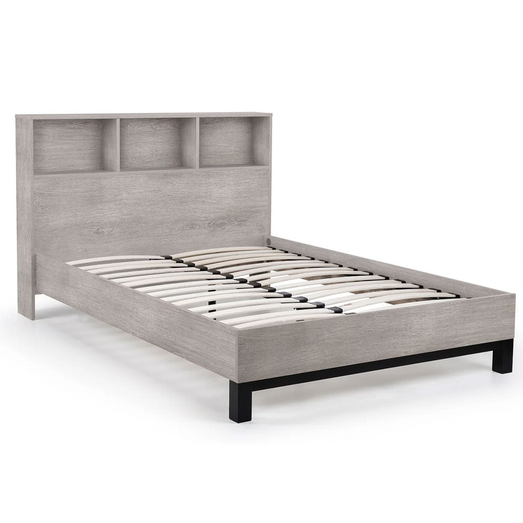 Wooden Double Bed With Bookcase - Bali