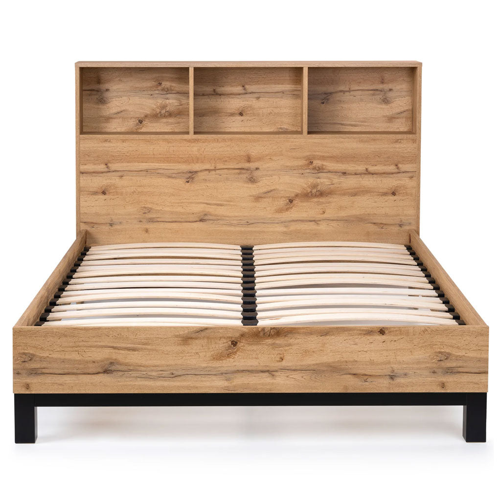 Wooden Double Bed With Bookcase - Bali