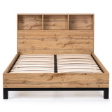 Wooden Double Bed With Bookcase - Bali