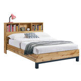 Wooden Double Bed With Bookcase - Bali