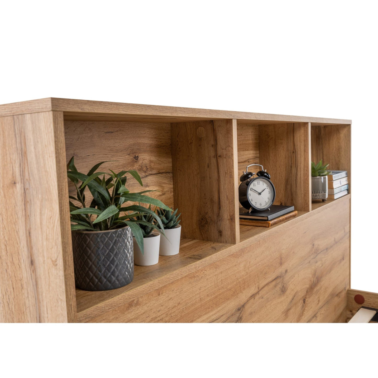Wooden Double Bed With Bookcase - Bali