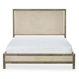 Wooden Double Bed With Fabric Headboard - Lucie