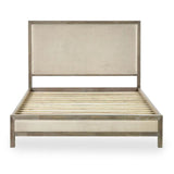 Wooden Double Bed With Fabric Headboard - Lucie