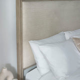 Wooden Double Bed With Fabric Headboard - Lucie