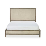 Wooden Double Bed With Fabric Headboard - Lucie