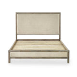 Wooden Double Bed With Fabric Headboard - Lucie