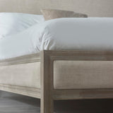 Wooden Double Bed With Fabric Headboard - Lucie