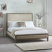 Wooden Double Bed With Fabric Headboard - Lucie